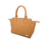 Beau Design Stylish Tan Color Imported PU Leather Handbag With Double Handle For Women's/Ladies/Girls